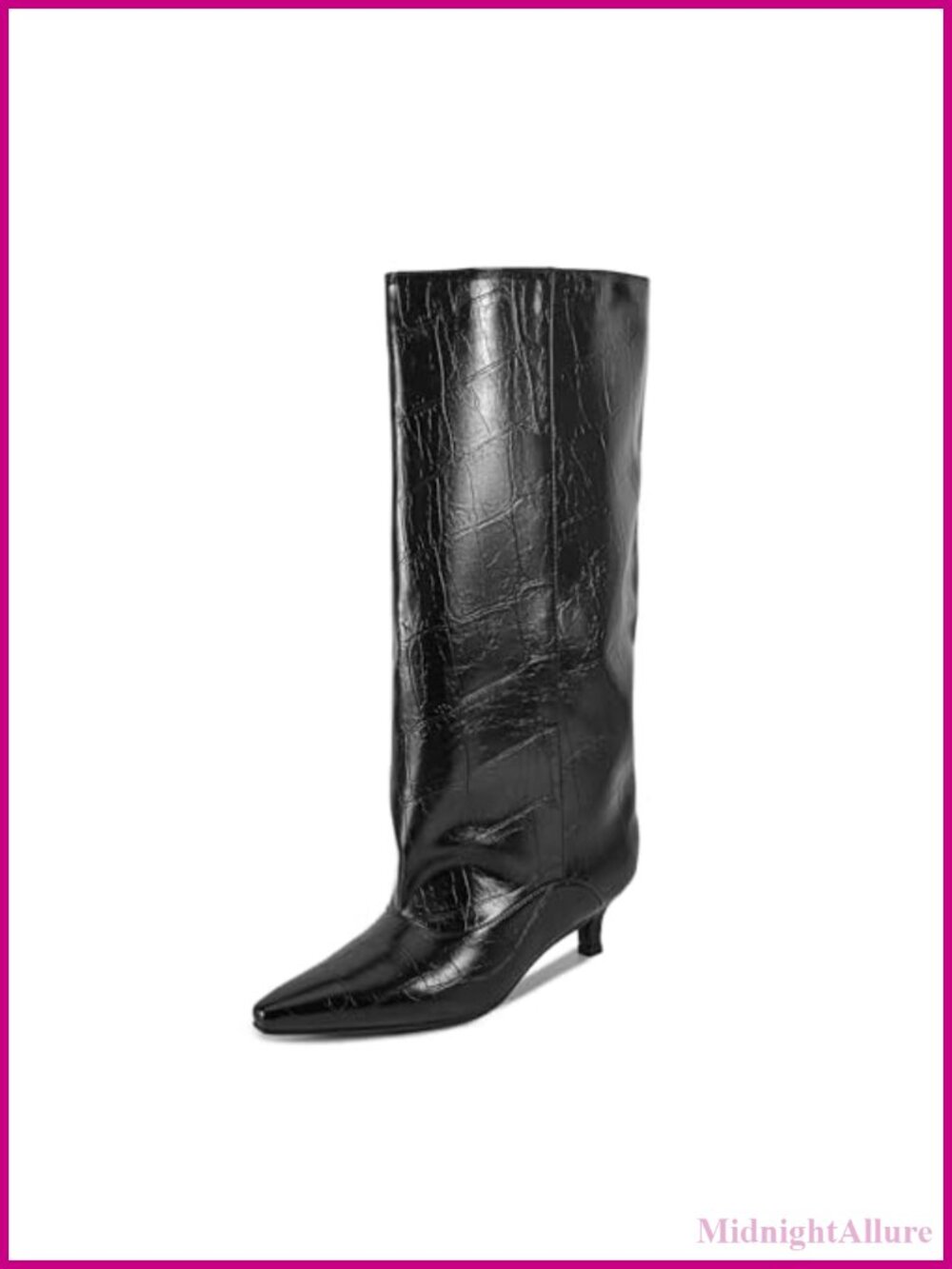 Women's Mid Calf Boots Kitten Heel Wide Calf Faux Leather
